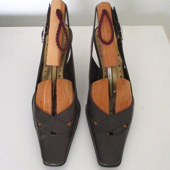 BCBGirls "Syndeez" Womens Brown Leather Slingback 3" Heel - Size 6M - Picture 3 of 8